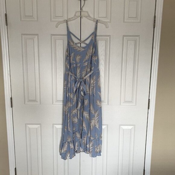 Torrid Light Blue Feather Challis Tie Midi Dress 0 Women’s Large - Picture 5 of 16
